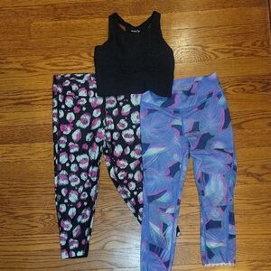 Black Tank Top and Patterned Leggings Set